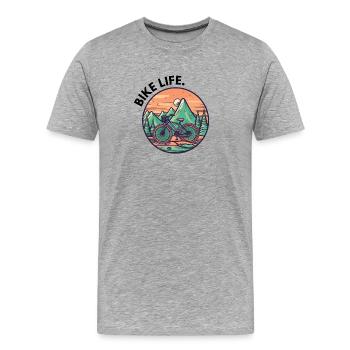 Bike Life - T-shirt bio Premium Homme - gris chiné - Devant - Damien (186cm)