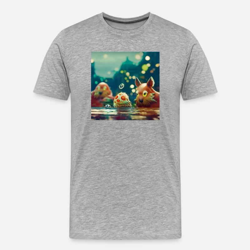 Animafun - Männer Premium Bio T-Shirt - Grau meliert