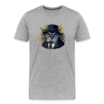 Herbst Eule Wald Boss - KI - DIGITAL - Men's Premium Organic T-Shirt - heather grey - Front - Damien (186cm)