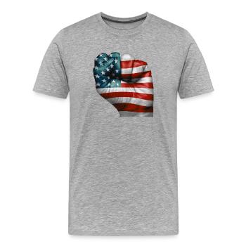 Drapeau américain peint sur un poing - USA - T-shirt bio Premium Homme - gris chiné - Devant - Damien (186cm)