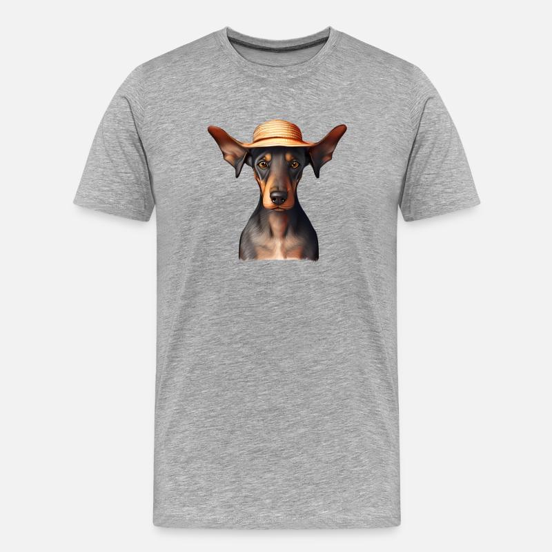 Dobermann Dobermanntrainer Hund Dobermannwelpe - Männer Premium Bio T-Shirt - Grau meliert