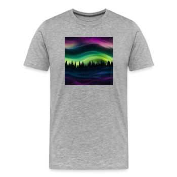 Luminous Skies: Polarlichter-Kollektion - Männer Premium Bio T-Shirt - Grau meliert - Vorne - Damien (186cm)