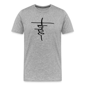 Croix de l’espoir - T-shirt bio Premium Homme - gris chiné - Devant - Damien (186cm)
