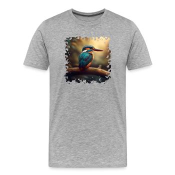 Eisvögel leben an Gewässern - Männer Premium Bio T-Shirt - Grau meliert - Vorne - Damien (186cm)