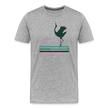 Grue « Le son de la nature » Turquoise - T-shirt bio Premium Homme - gris chiné - Devant - Damien (186cm)