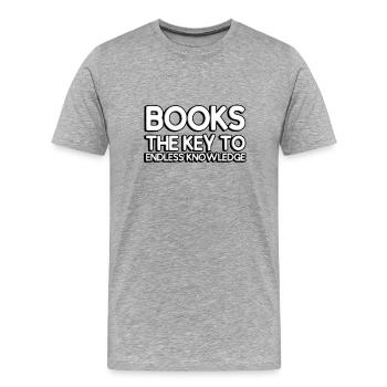 Les livres : les clés d’une connaissance infinie - T-shirt bio Premium Homme - gris chiné - Devant - Damien (186cm)