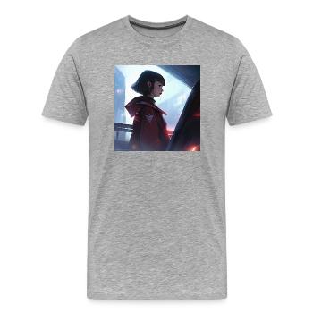 Serene Enigma: Captivating Anime-Style Portrait - Men's Premium Organic T-Shirt - heather grey - Front - Damien (186cm)