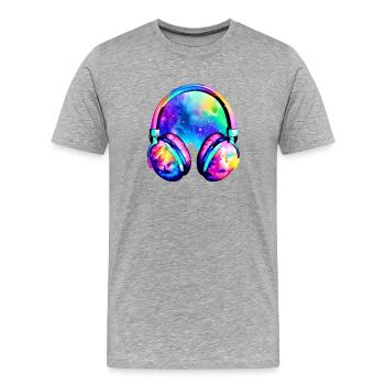 Kopfhörer Musiker Gamer Sänger Musik hören Gesang - Männer Premium Bio T-Shirt - Grau meliert - Vorne - Damien (186cm)
