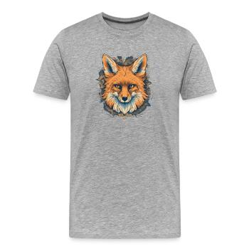 Fuchs - Männer Premium Bio T-Shirt - Grau meliert - Vorne - Damien (186cm)
