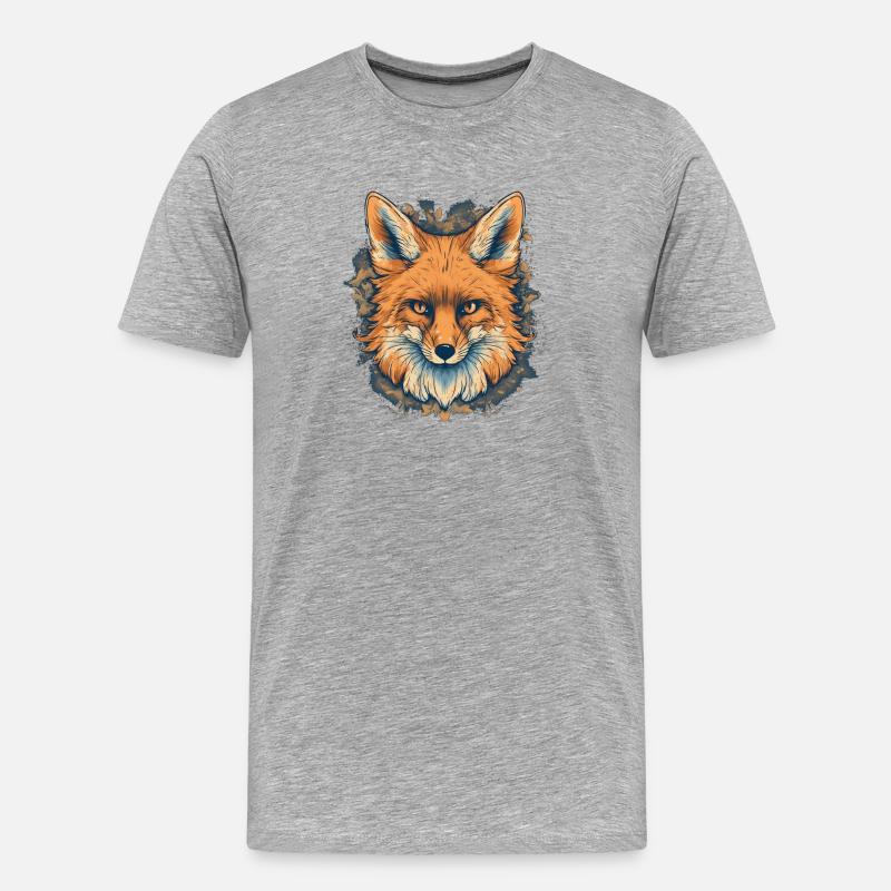 Fuchs - Männer Premium Bio T-Shirt - Grau meliert