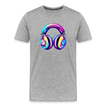 Gamer Kopfhörer Musiker Sänger Musik hören Gesang - Männer Premium Bio T-Shirt - Grau meliert - Vorne - Damien (186cm)