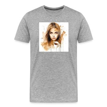 Aquarelle Art Belle Femme - T-shirt bio Premium Homme - gris chiné - Devant - Damien (186cm)