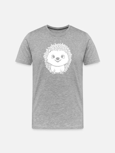 Igel Wald Stachelig Tier - Männer Premium Bio T-Shirt - Grau meliert
