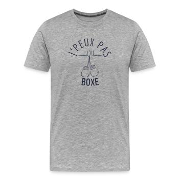 J peux pas j ai boxe - T-shirt bio Premium Homme - gris chiné - Devant - Damien (186cm)