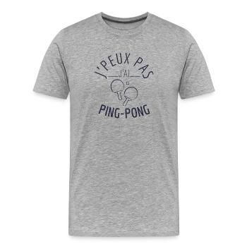 J peux j ai ping pong - T-shirt bio Premium Homme - gris chiné - Devant - Damien (186cm)