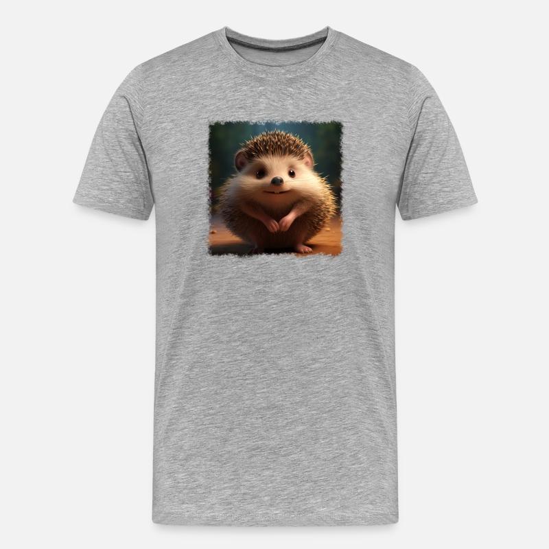 Süßer Igel - Männer Premium Bio T-Shirt - Grau meliert