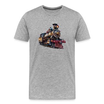 Smoking chimney of a steam locomotive - Men's Premium Organic T-Shirt - heather grey - Front - Damien (186cm)