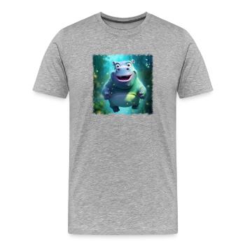 süßes Hippo - Männer Premium Bio T-Shirt - Grau meliert - Vorne - Damien (186cm)