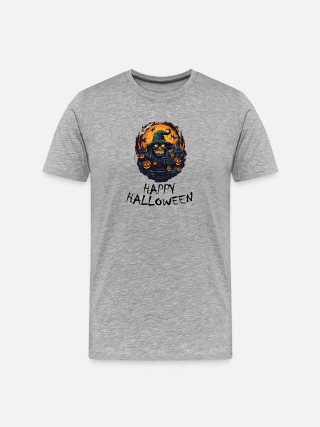 Halloween - Happy Halloween - Männer Premium Bio T-Shirt - Grau meliert