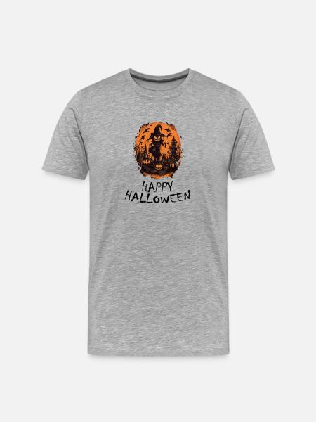 Halloween - Happy Halloween - Männer Premium Bio T-Shirt - Grau meliert