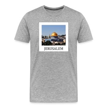 Jerusalem - Männer Premium Bio T-Shirt - Grau meliert - Vorne - Damien (186cm)
