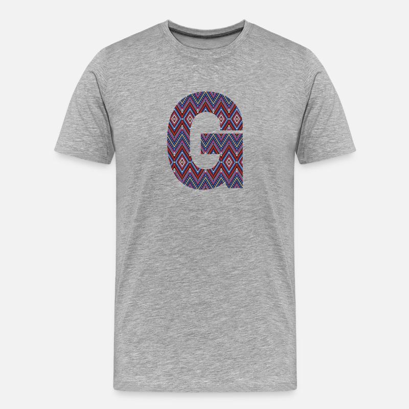 Monogramm Buchstabe G - geometrisches Muster - Männer Premium Bio T-Shirt - Grau meliert