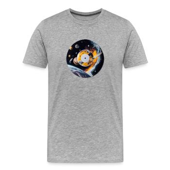 Vinyl Platte CD Retro Cool Universum - Männer Premium Bio T-Shirt - Grau meliert - Vorne - Damien (186cm)