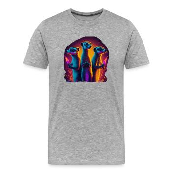 Neon-Erdmännchen - Männer Premium Bio T-Shirt - Grau meliert - Vorne - Damien (186cm)
