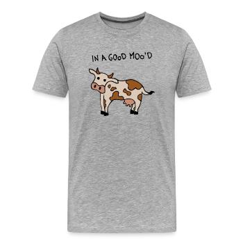 Vache de bonne humeur - T-shirt bio Premium Homme - gris chiné - Devant - Damien (186cm)