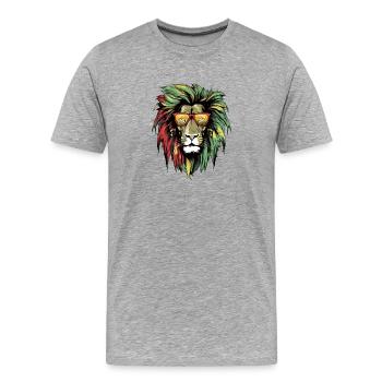 Kimo Rasta Löwe - Männer Premium Bio T-Shirt - Grau meliert - Vorne - Damien (186cm)
