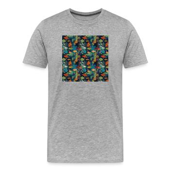 Aquatique sans couture Sealife Ocean Underwater - T-shirt bio Premium Homme - gris chiné - Devant - Damien (186cm)