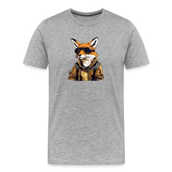 Zazo the fox - Men's Premium Organic T-Shirt - heather grey - Front - Damien (186cm)
