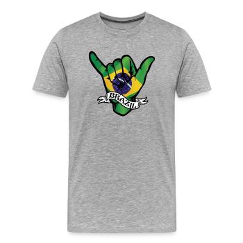Brazil Shaka - Männer Premium Bio T-Shirt - Grau meliert - Vorne - Damien (186cm)