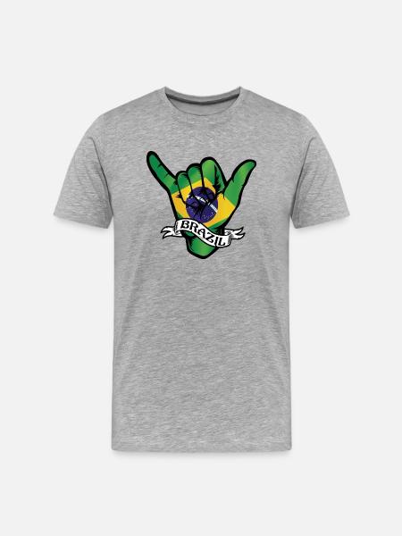 Brazil Shaka - Men's Premium Organic T-Shirt - heather grey