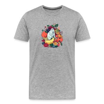 Mali le chien dans les fruits - T-shirt bio Premium Homme - gris chiné - Devant - Damien (186cm)