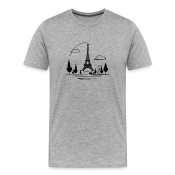 Tour Eiffel - T-shirt bio Premium Homme - gris chiné - Devant - Damien (186cm)
