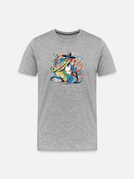 Izidi, der Alligator - Männer Premium Bio T-Shirt - Grau meliert
