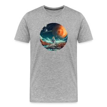 Spaceman Around Space, cadeau des astronautes - T-shirt bio Premium Homme - gris chiné - Devant - Damien (186cm)