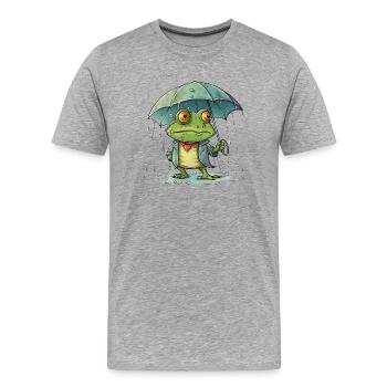 Green frog is frustrated by the bad weather - Men's Premium Organic T-Shirt - heather grey - Front - Damien (186cm)