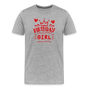 Anniversaire Fille Idée cadeau Fille Anniversaire - T-shirt bio Premium Homme - gris chiné - Devant - Damien (186cm)