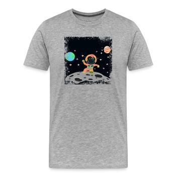 astronaute orange orange grunge - T-shirt bio Premium Homme - gris chiné - Devant - Damien (186cm)