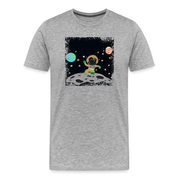 astronaute orange vert grunge - T-shirt bio Premium Homme - gris chiné - Devant - Damien (186cm)