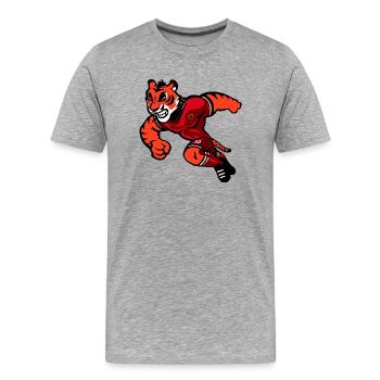Valeewear - Tigerhaften Sportler - Männer Premium Bio T-Shirt - Grau meliert - Vorne - Damien (186cm)