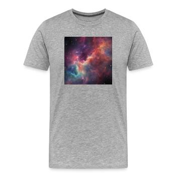 A.I. Nebula Galaxy - Männer Premium Bio T-Shirt - Grau meliert - Vorne - Damien (186cm)