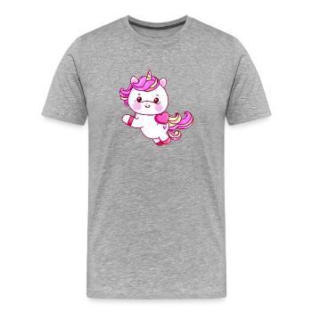 Einhorn Fabeltier Einhörner Mädchen Unicorn - Männer Premium Bio T-Shirt - Grau meliert - Vorne - Damien (186cm)