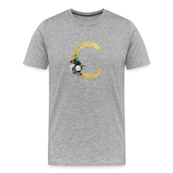 Buchstabe c floral gold - Männer Premium Bio T-Shirt - Grau meliert - Vorne - Damien (186cm)