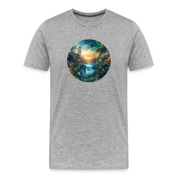 A sunset in the big city in the - Men's Premium Organic T-Shirt - heather grey - Front - Damien (186cm)
