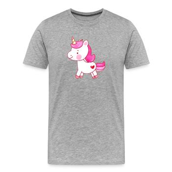 Einhorn Mädchen Einhörner Fabeltier Unicorn - Männer Premium Bio T-Shirt - Grau meliert - Vorne - Damien (186cm)