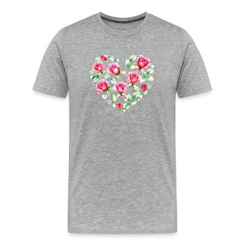 Mariage Amour Saint-Valentin Fête des mères Fiançailles - T-shirt bio Premium Homme - gris chiné - Devant - Damien (186cm)