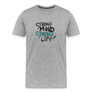 Starker Geist, starkes Leben - Männer Premium Bio T-Shirt - Grau meliert - Vorne - Damien (186cm)
